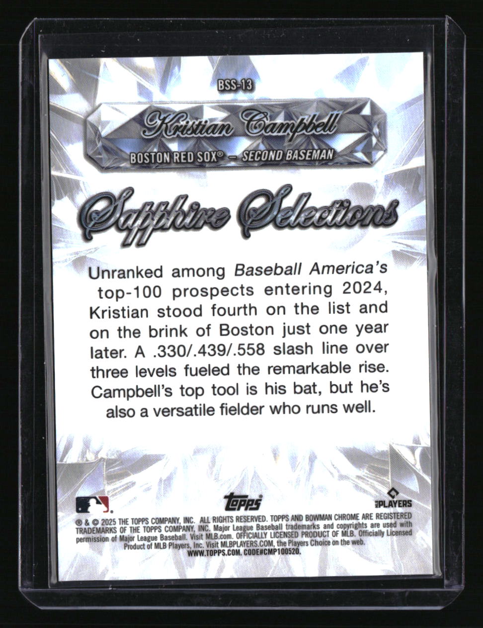 2025 Bowman Sapphire Edition Kristian Campbell Sapphire Selections