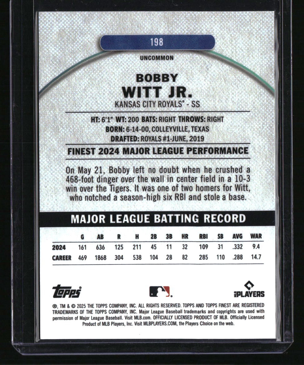 2025 Finest #198 Bobby Witt Jr. Pearl Checkerboard #/40