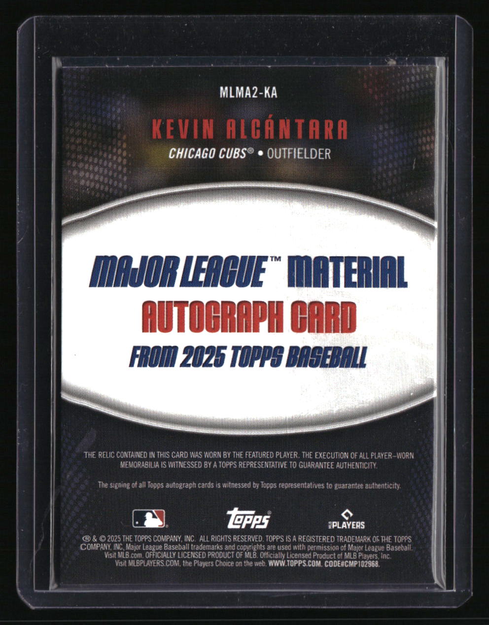 2025 Topps Kevin Alcántara Major League Material Autographs (Series Two) #/50