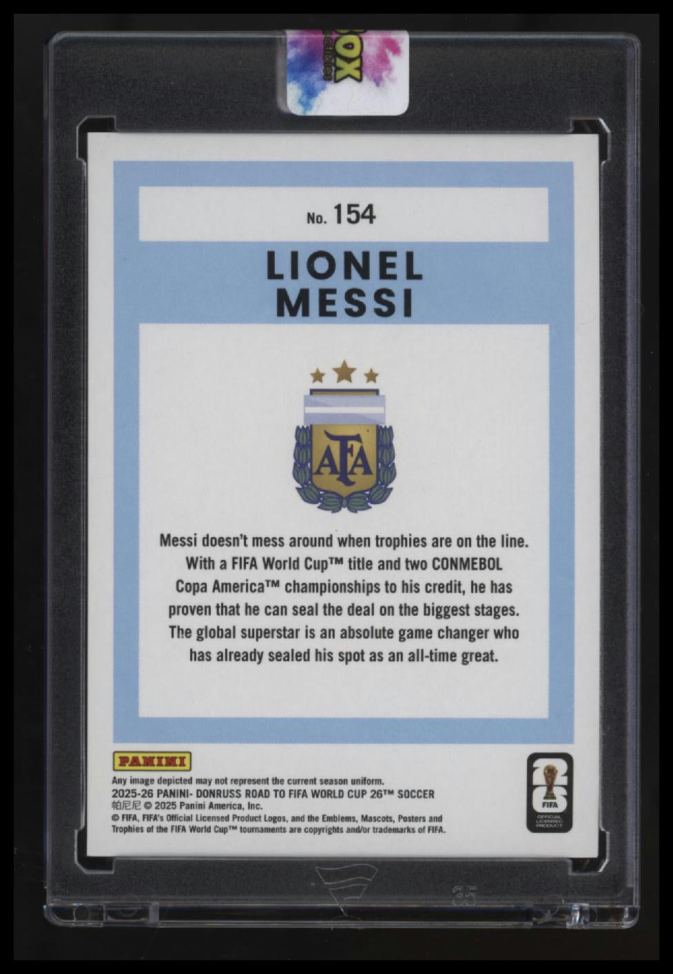 2025-26 Donruss Road to FIFA World Cup Lionel Messi Pink Swirl #/89