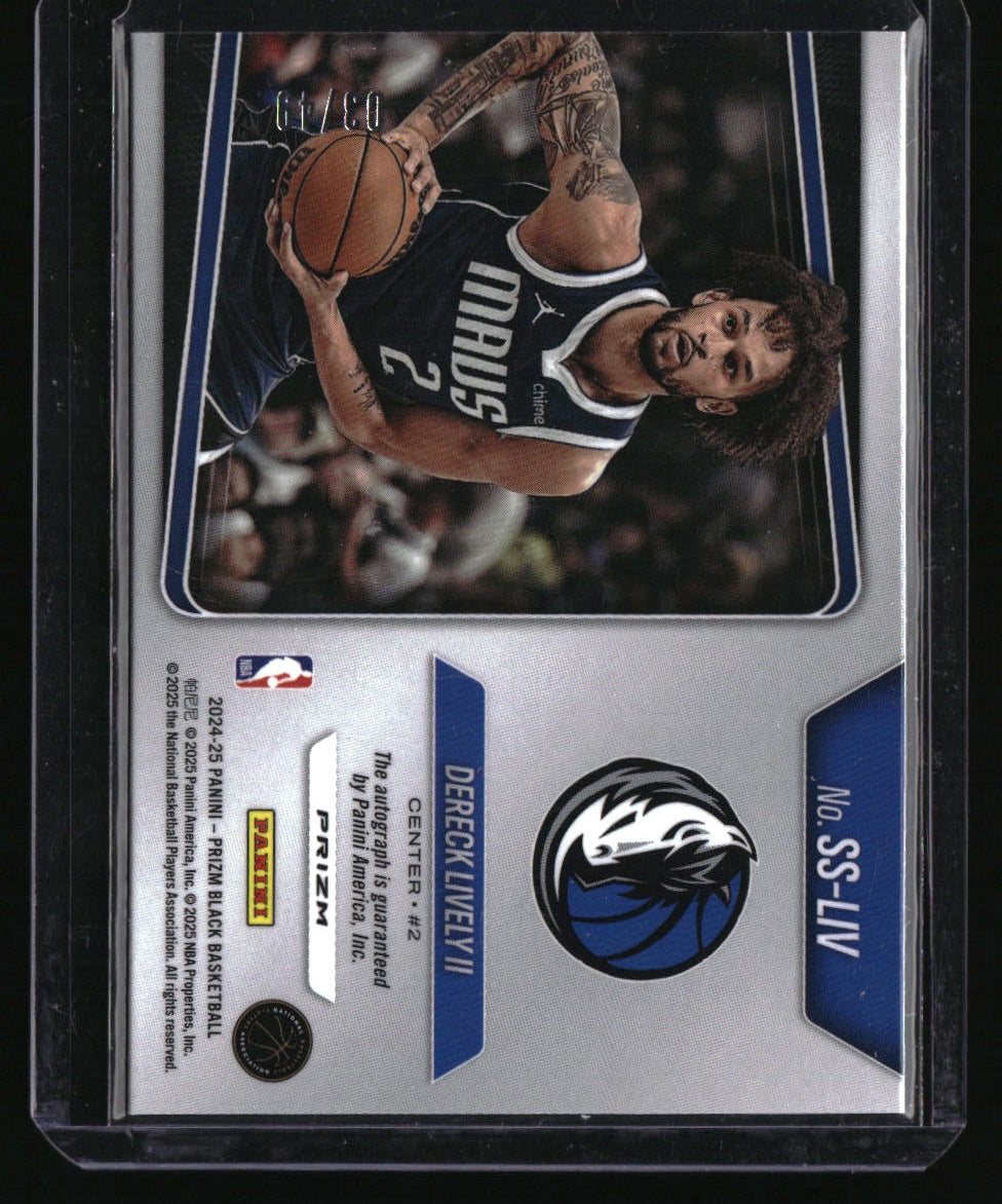 2024-25 Panini Prizm Black Dereck Lively II Sen. Signatures Prizms Blue #/49