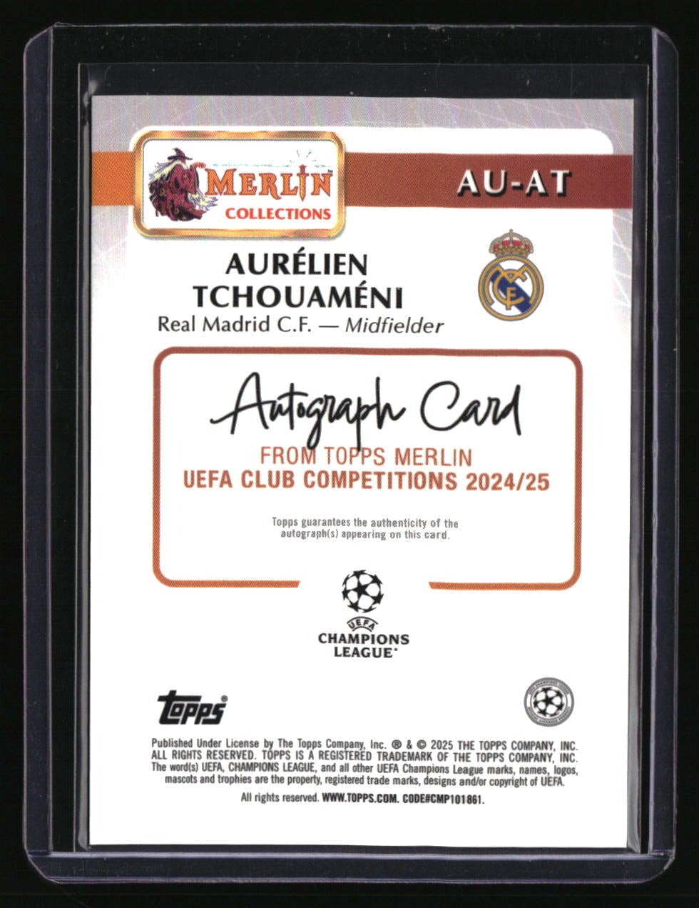 2024-25 Merlin UEFA Club Competitions Aurélien Tchouaméni Base Auto Gold #/50