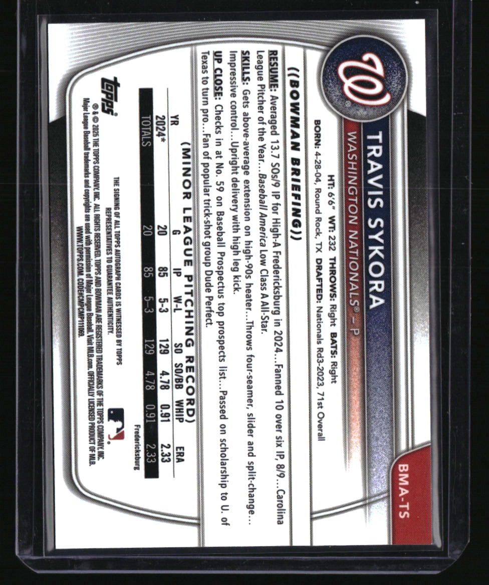 2025 Bowman Chrome Travis Sykora Prospect Autographs Mega Mojo