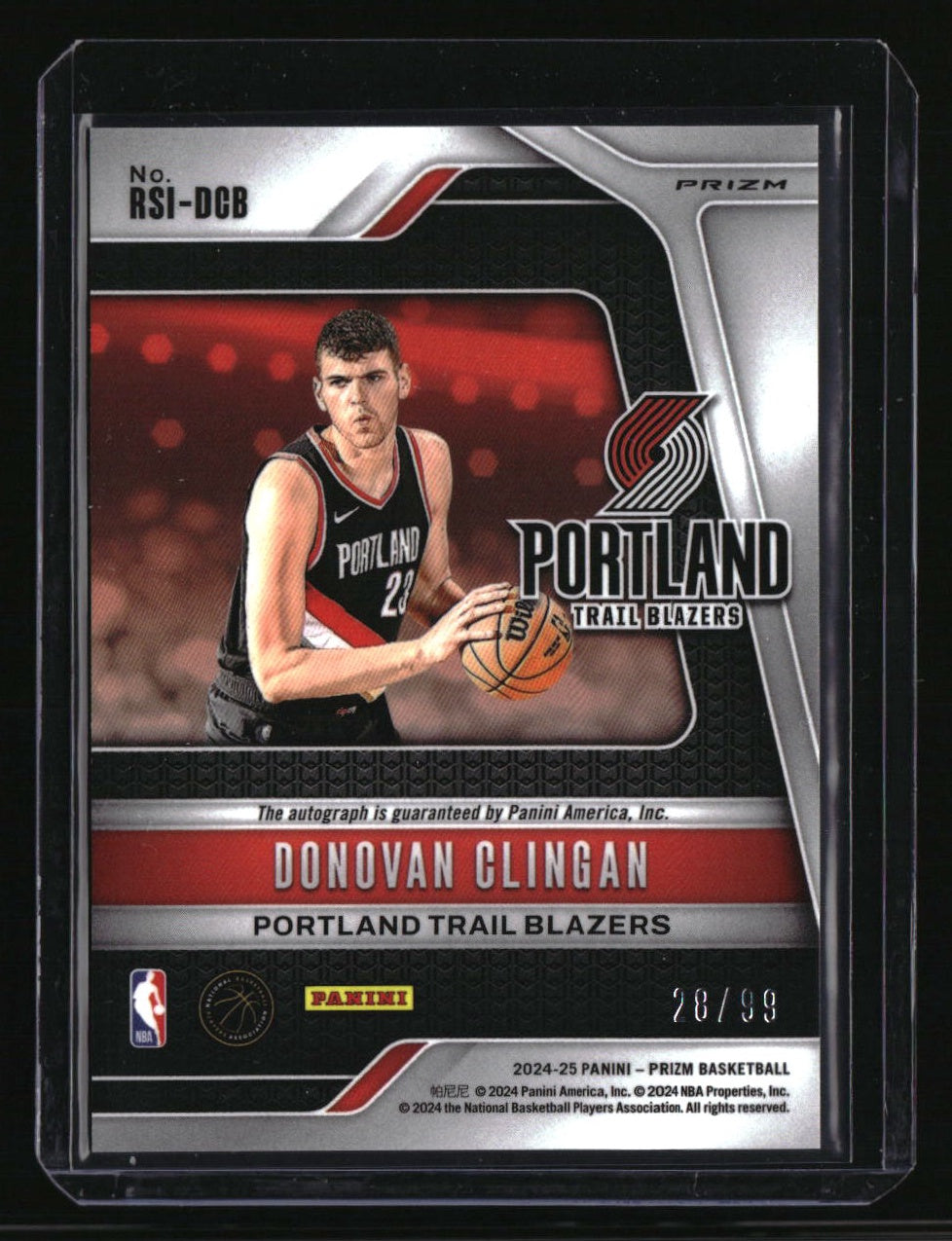 2024-25 Panini Prizm Donovan Clingan Rookie Signatures Prizms Red #/99