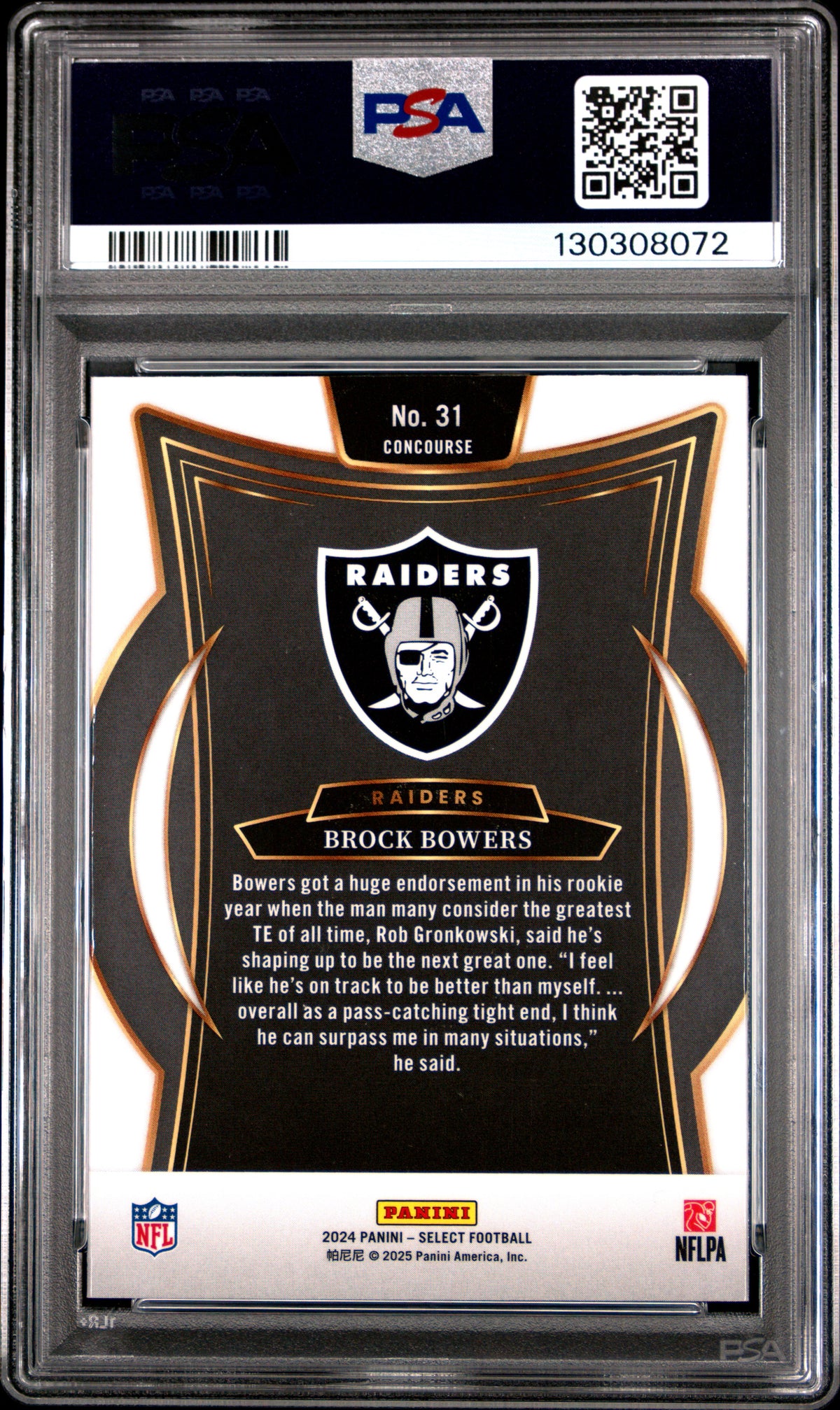 2024 Panini Select Brock Bowers PSA 10