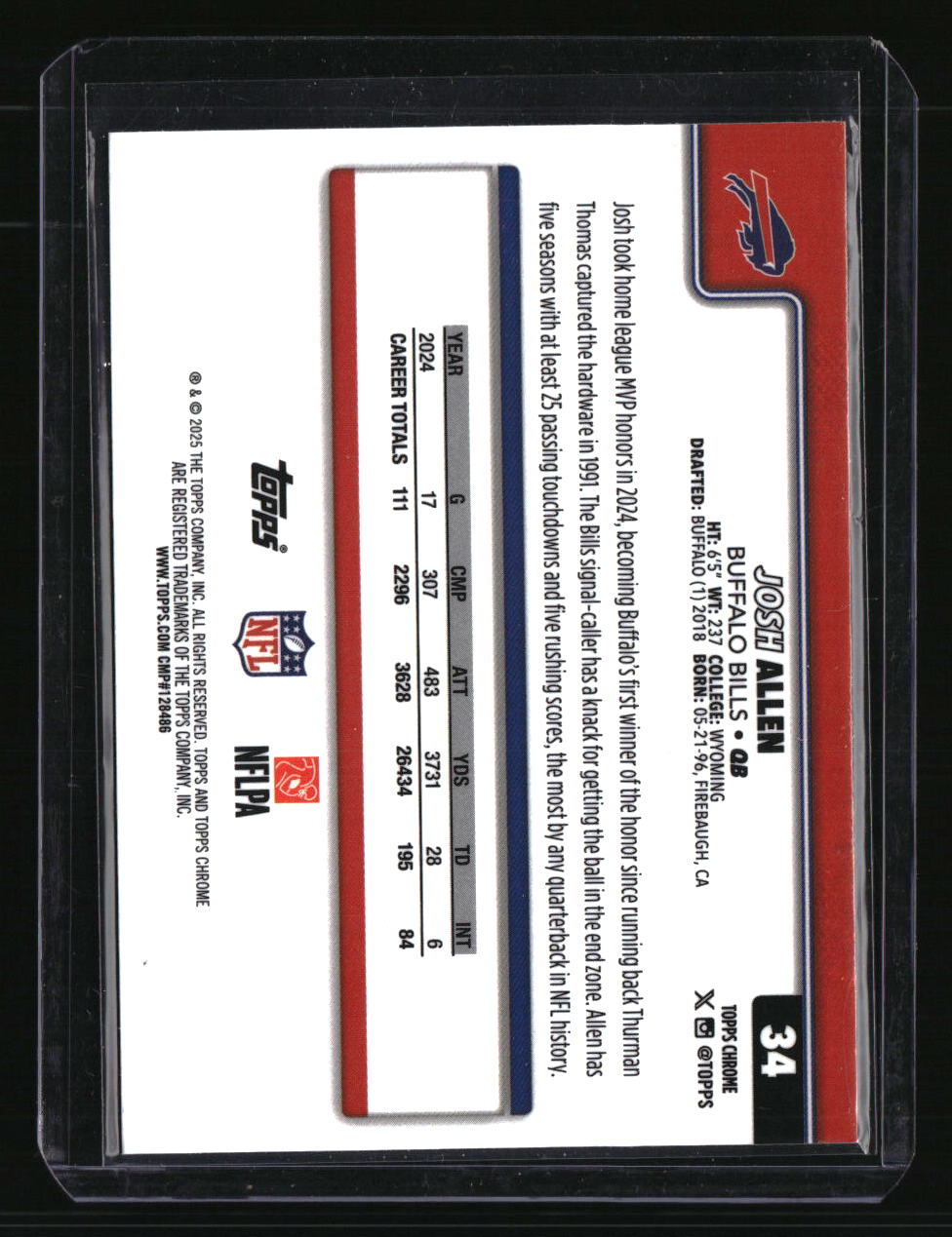 2025 Topps Chrome Josh Allen Image Variation