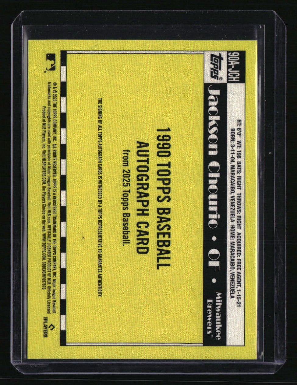 2025 Topps Jackson Chourio 35th Anniversary Autographs (Series Two)