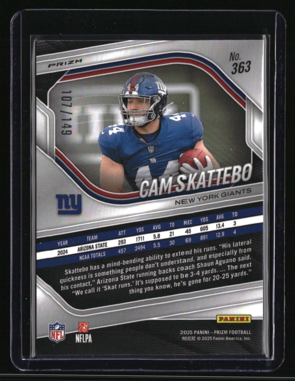 2025 Panini Prizm Cam Skattebo Red Wave #/149