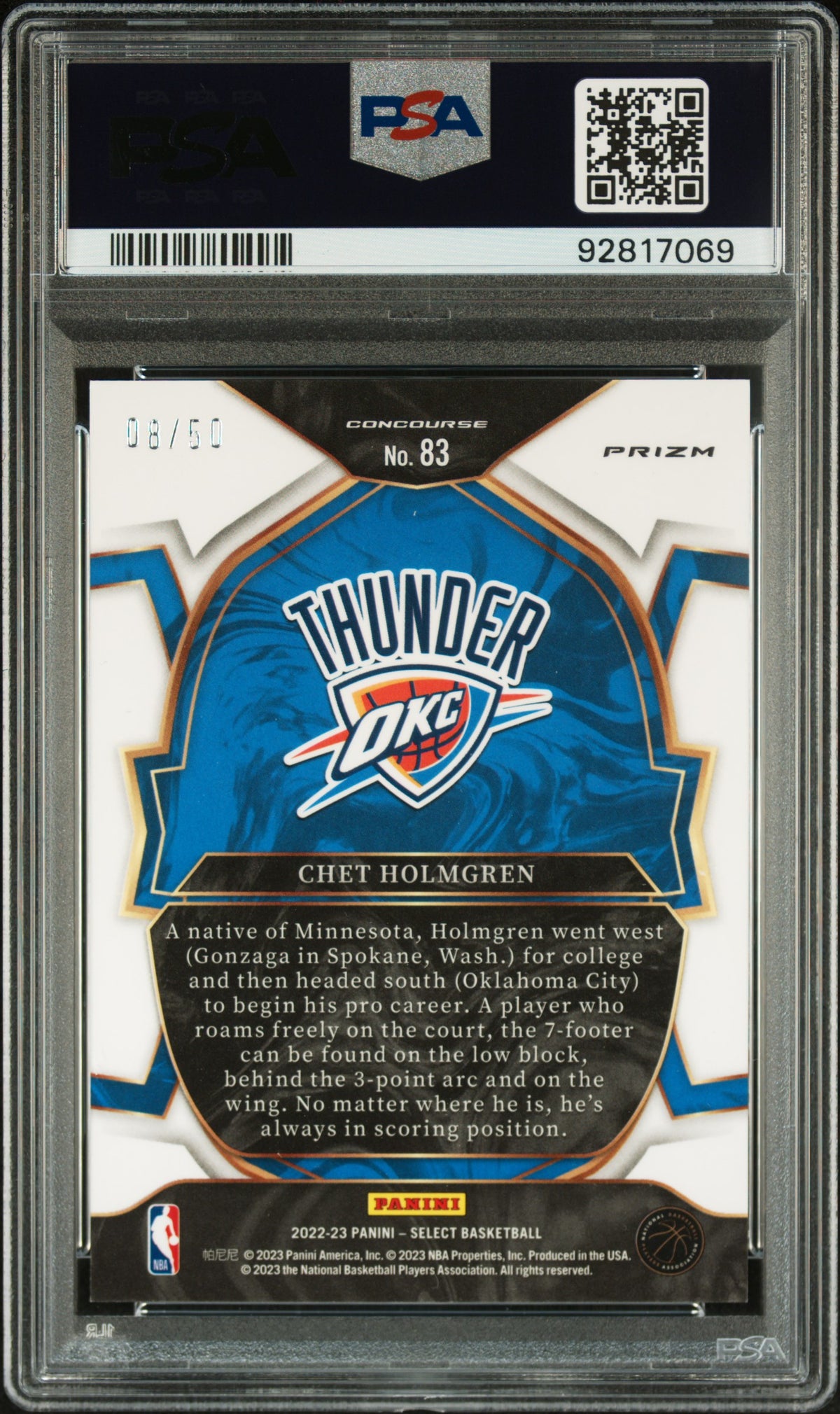 2022 Panini Select Chet Holmgren Green Wave PSA 10