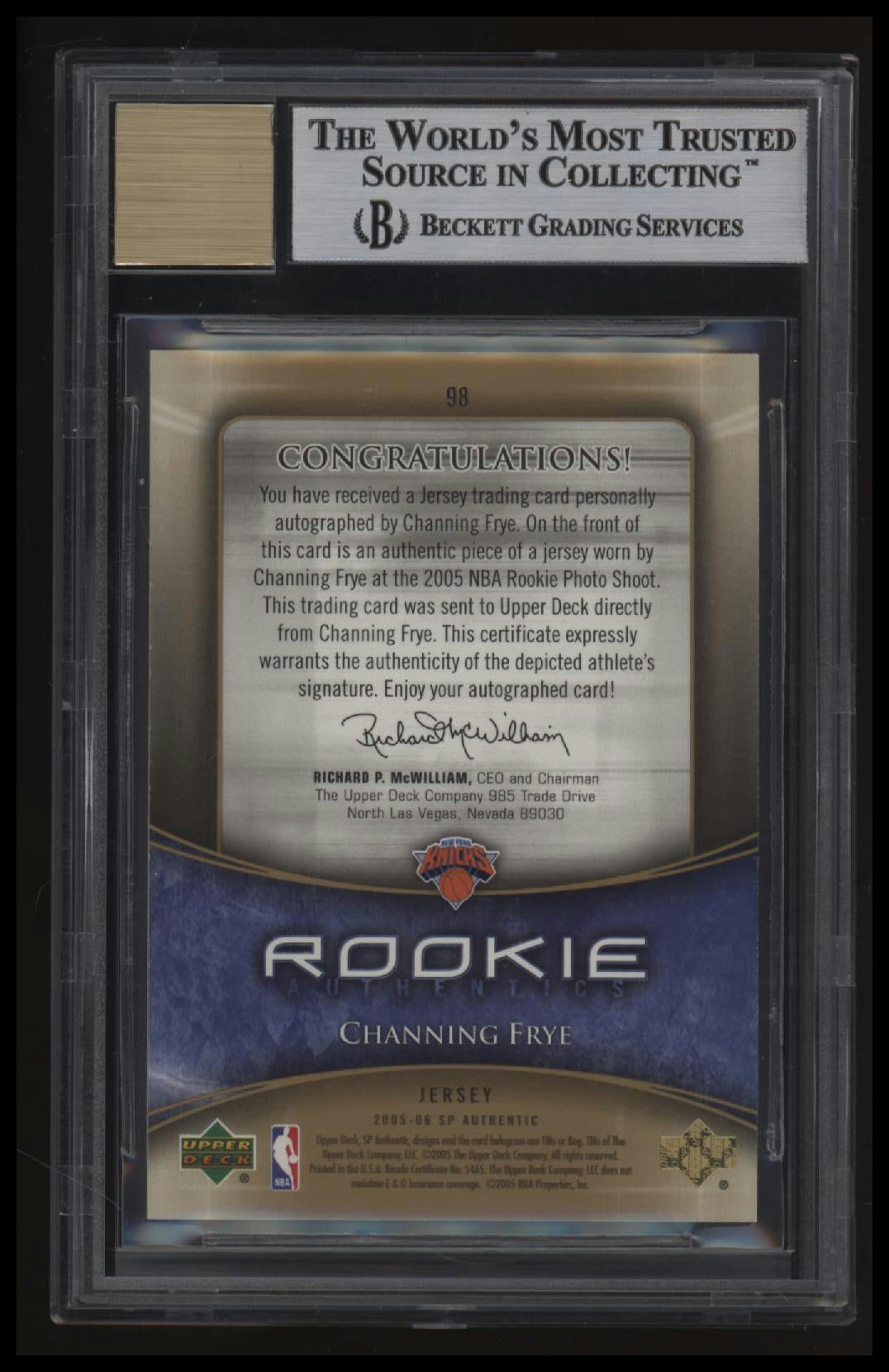 2005-06 SP Authentic Limited Rookie Autographs Channing Frye BGS 8.5