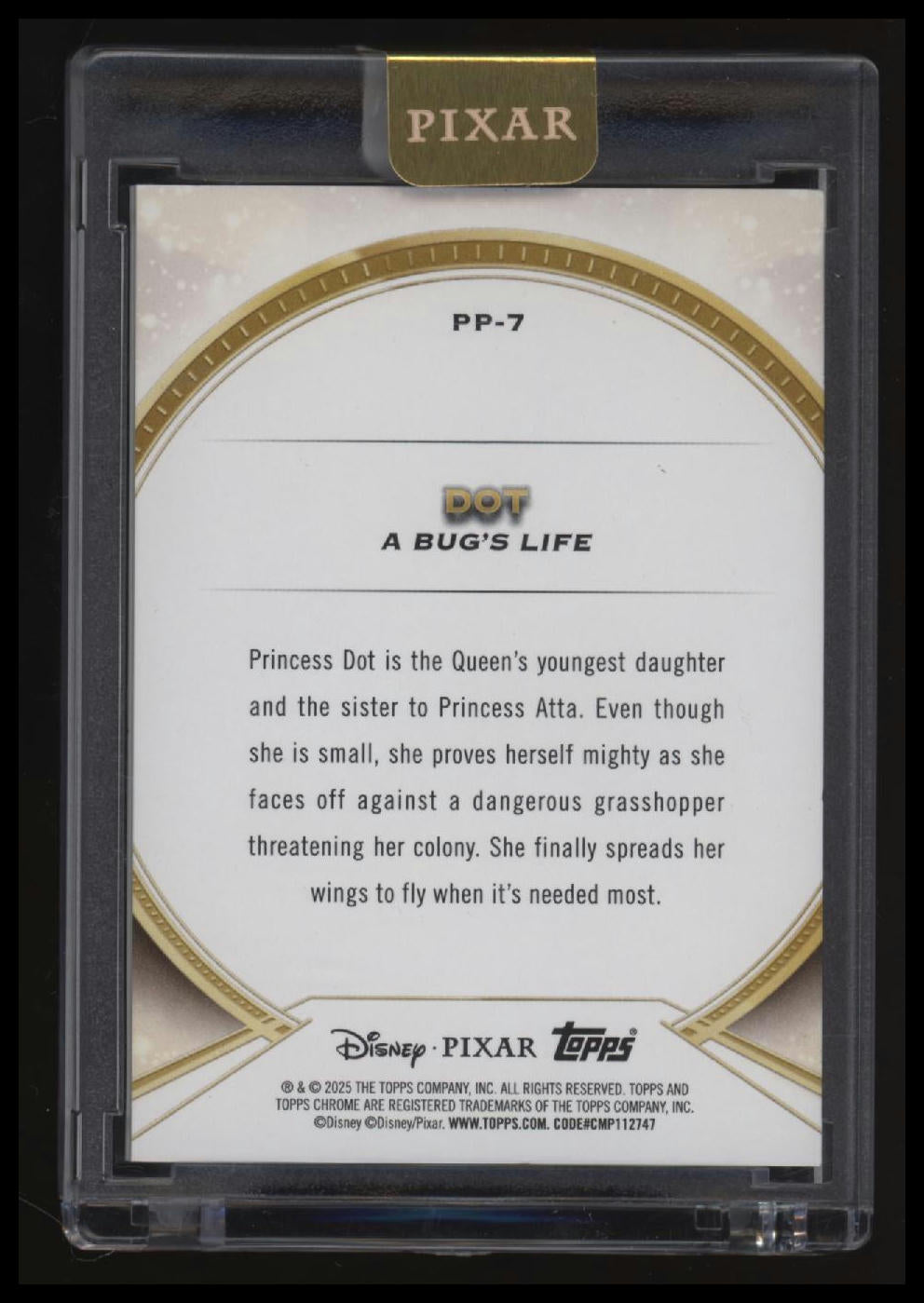 2025 Topps Pixar Gold Dot Pixar Perfection (Encased) #/100