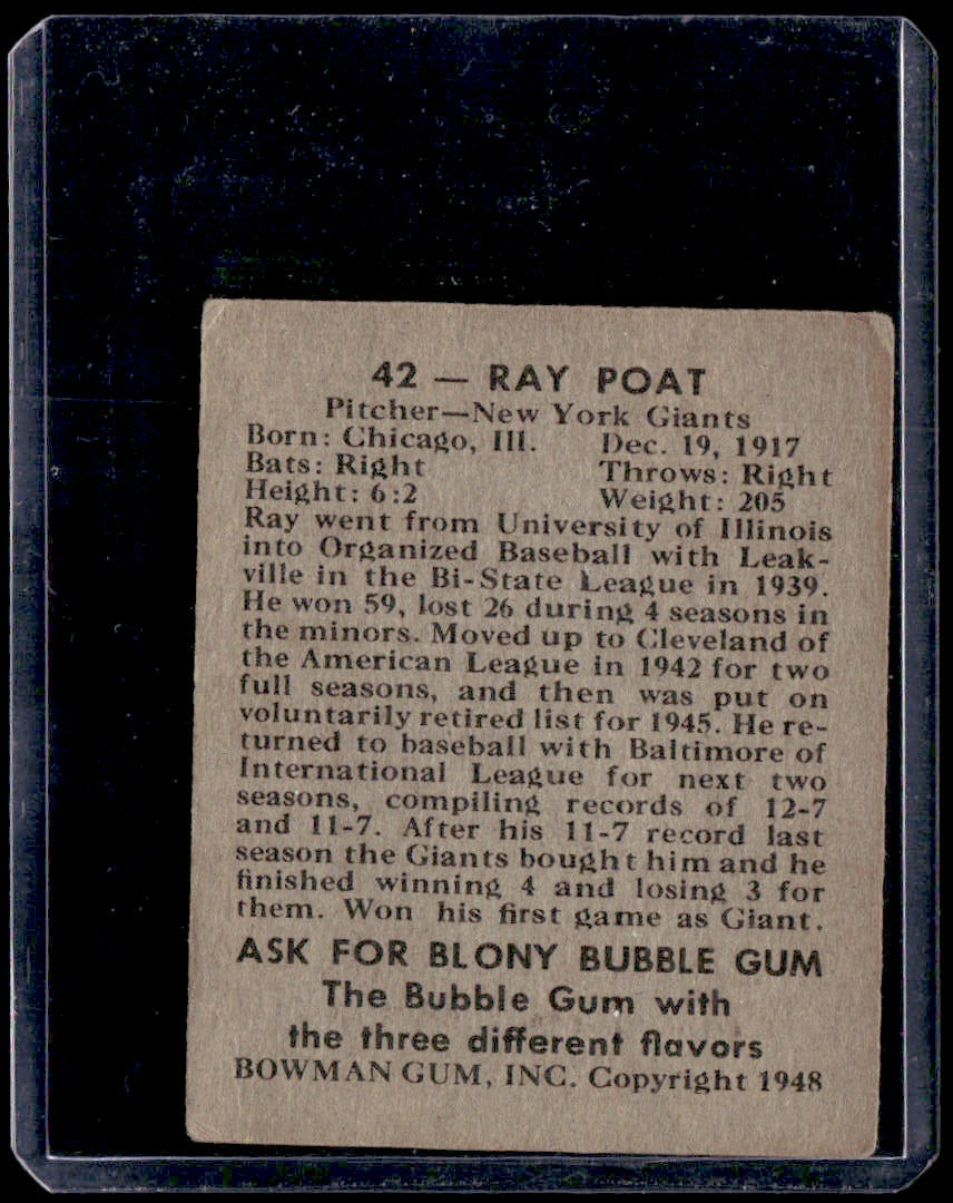 1978 1948 Bowman Reprint Ray Poat