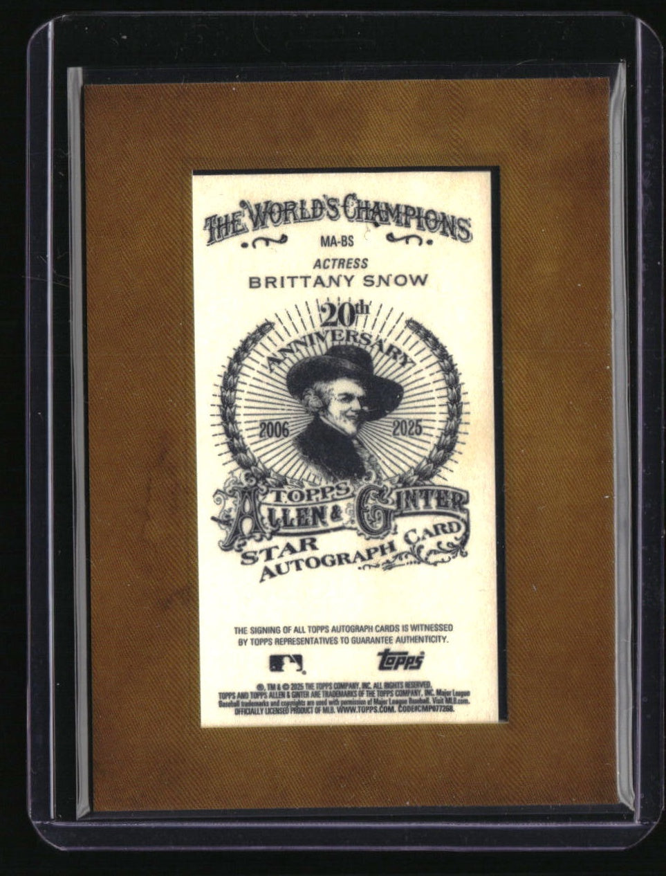 2025 Topps Allen & Ginter Brittany Snow Framed Mini Non-Baseball Autographs
