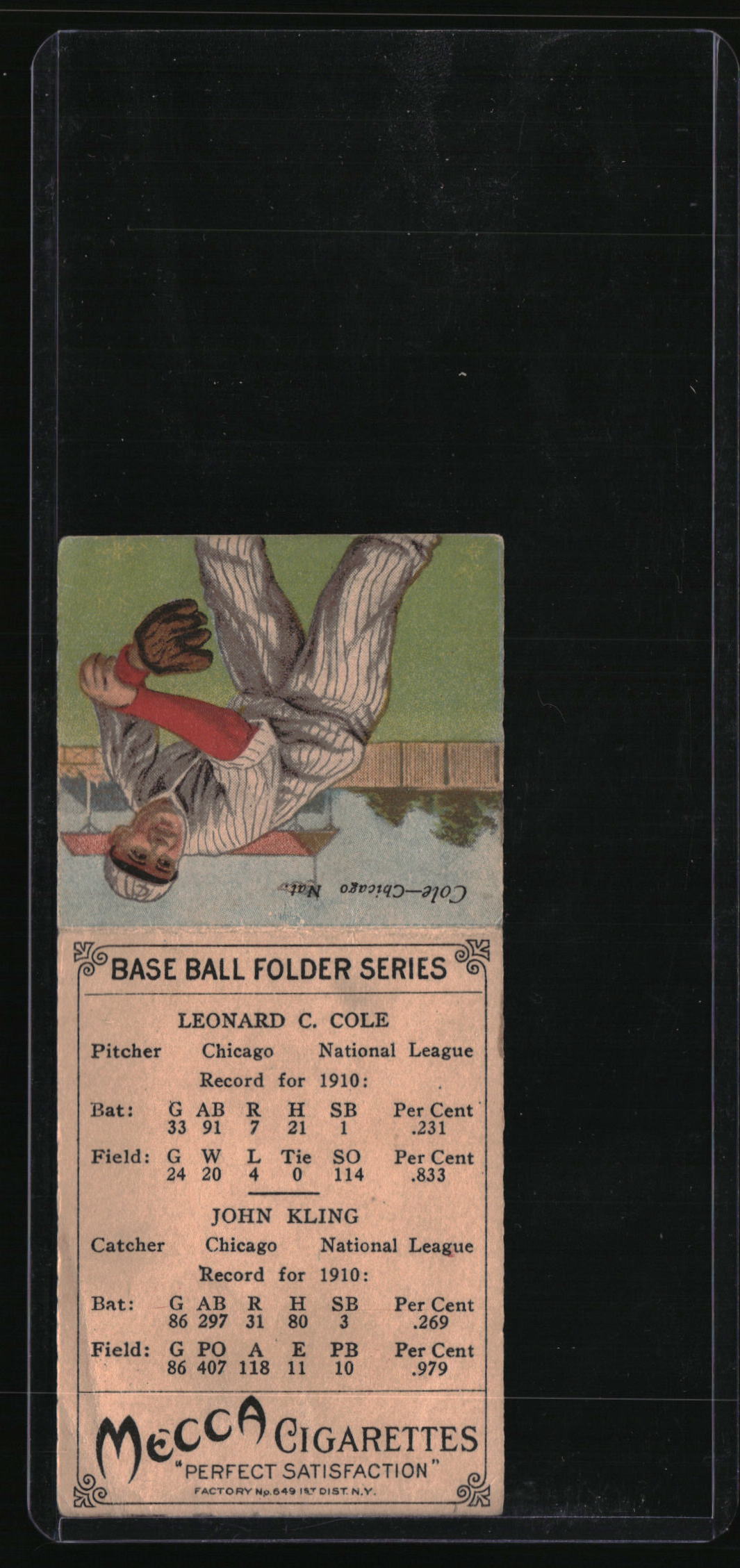 1911 Mecca Double Folders T201 Johnny Kling / King Cole
