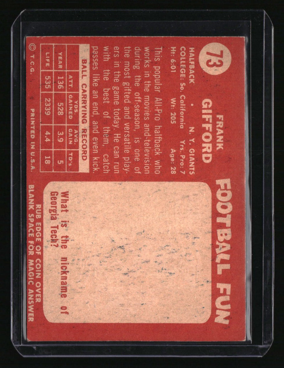 1958 Topps Frank Gifford