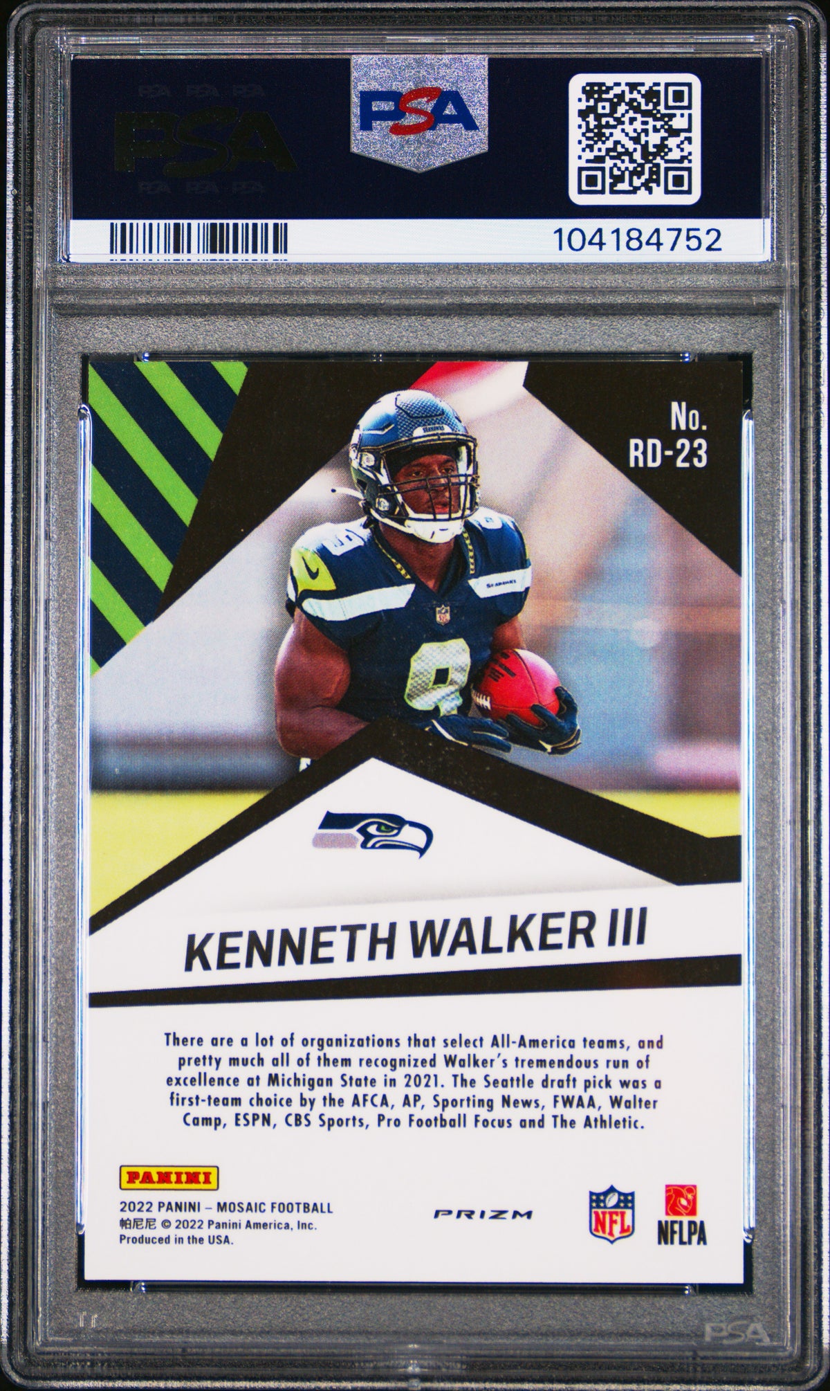 2022 Panini Mosaic Razzle Dazzle Kenneth Walker Iii Razzle Dazzle PSA 10