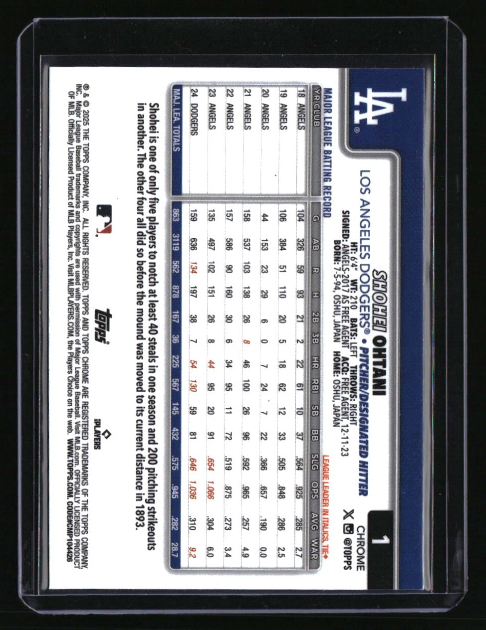 2025 Topps Chrome Shohei Ohtani X-Fractors