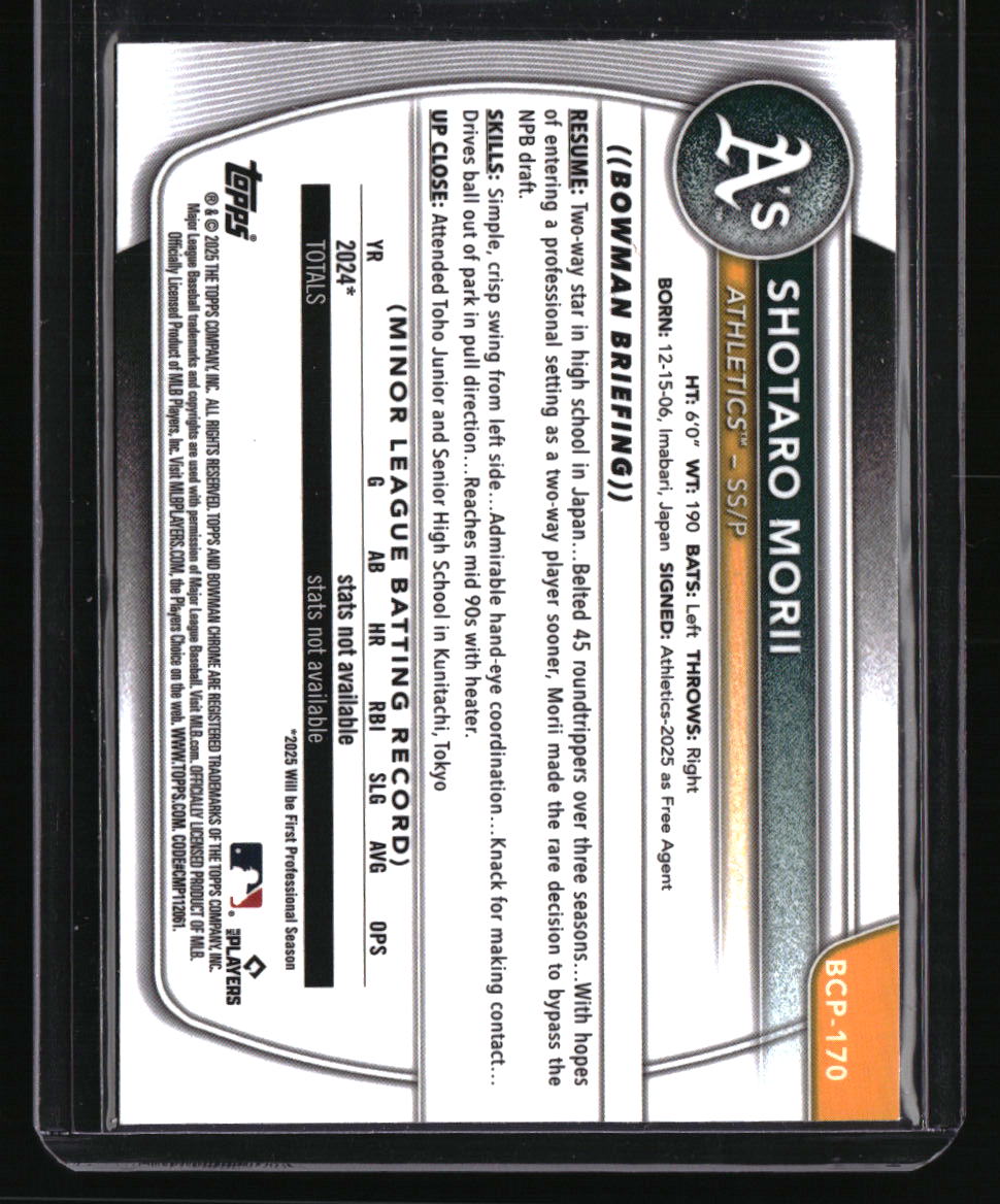2025 Bowman Chrome Shotaro Morii Prospects Mini-Diamond
