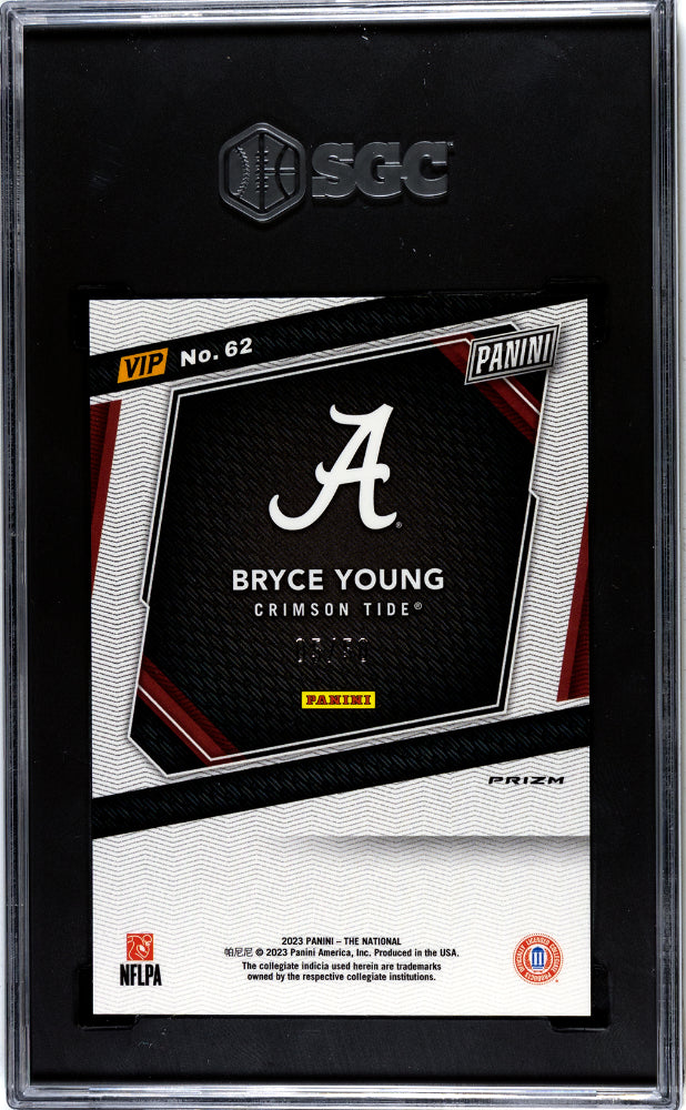 2023 Panini The National Vip #62 Bryce Young Purple Sparkle Prizm SGC 9.5