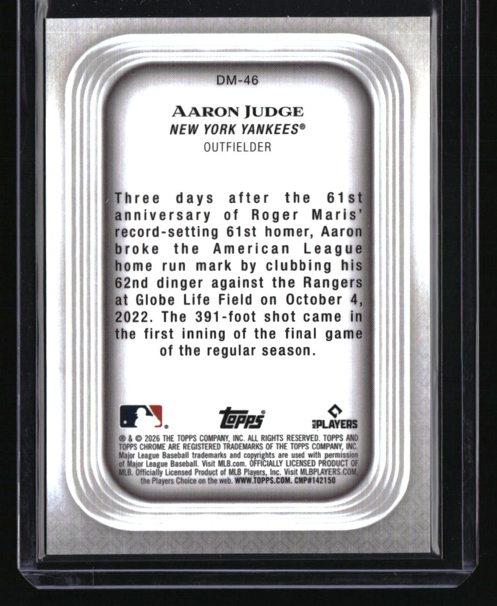 2026 Topps Chrome Aaron Judge Diamond Moments Purple Refractor #/75
