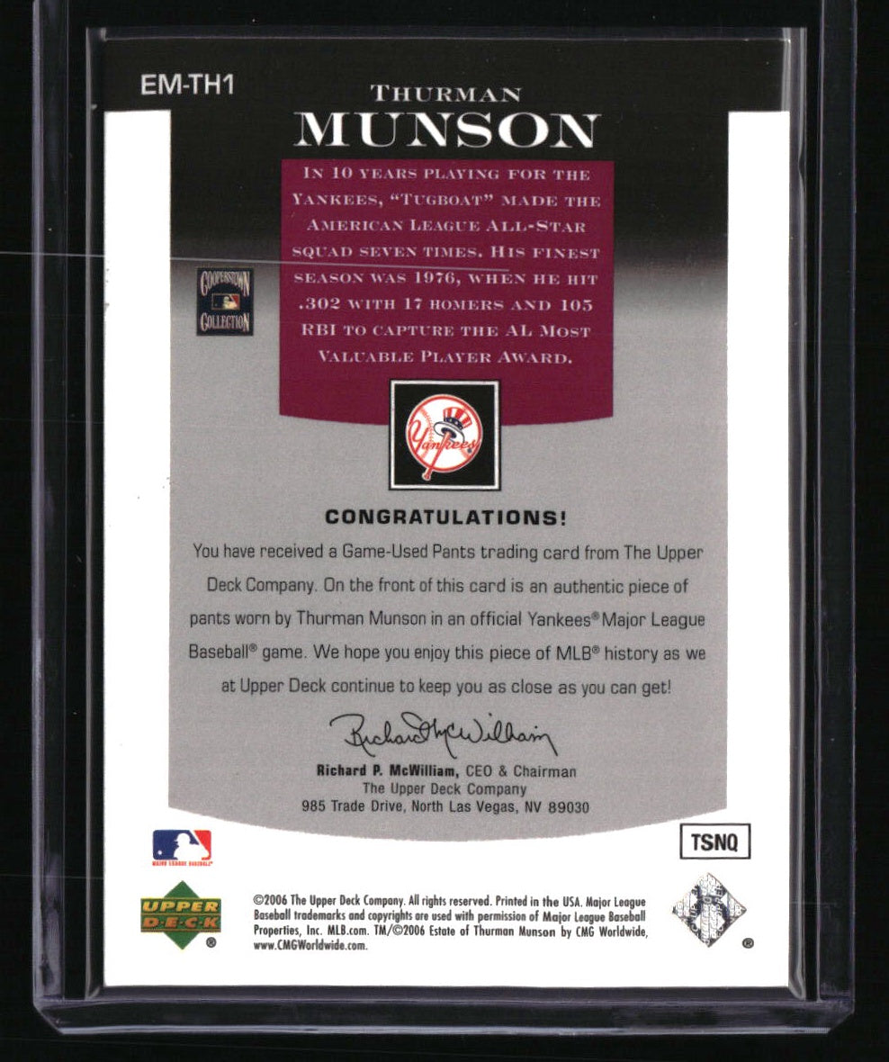 2006 Upper Deck Epic Thurman Munson Materials Dark Purple #/34