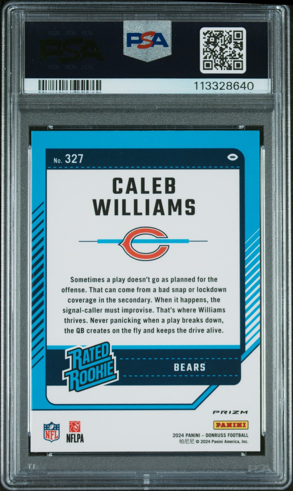 2024 Panini Donruss Caleb Williams Optic Preview-Pink PSA 10