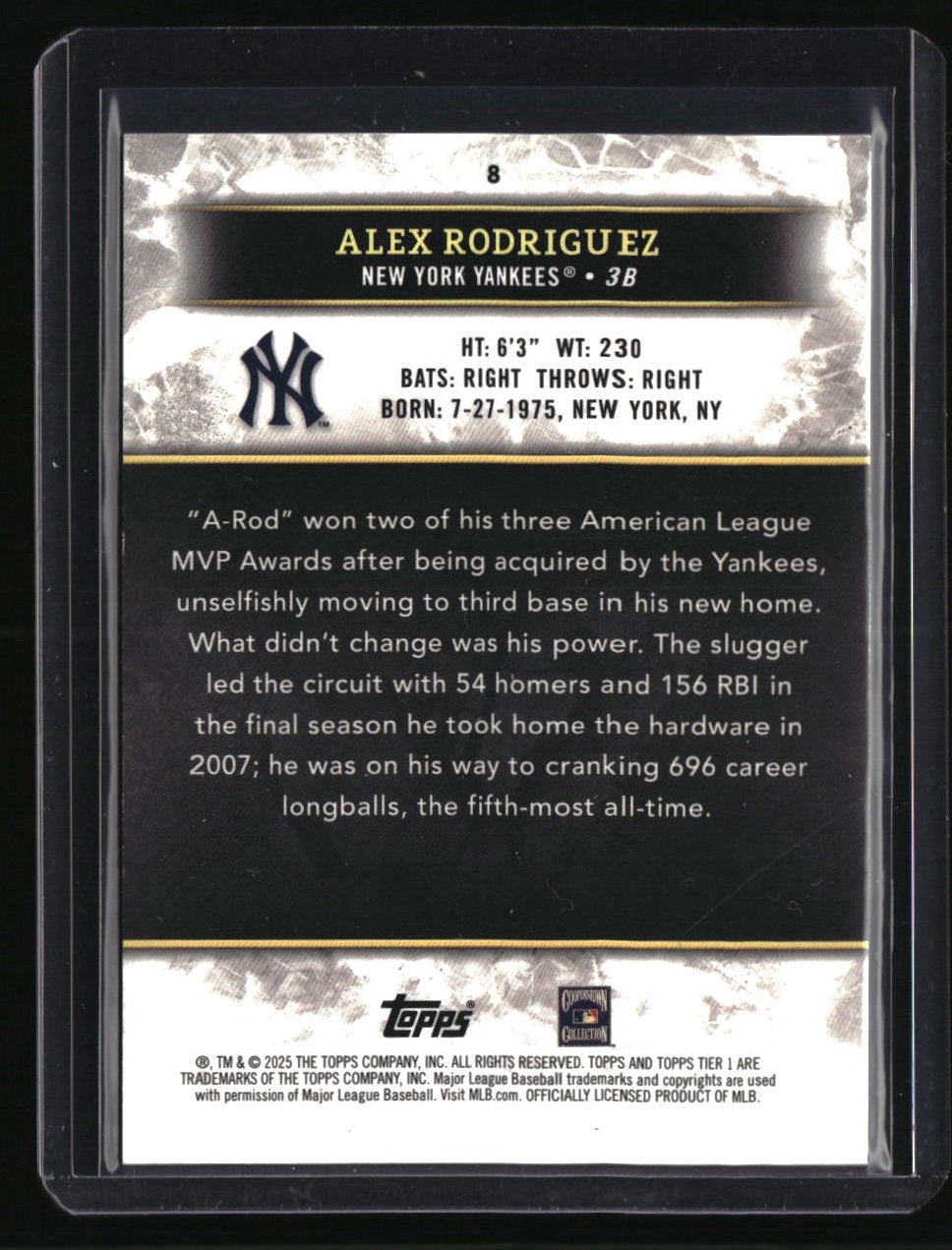 2025 Topps Tier One Alex Rodriguez Green Foil #/30