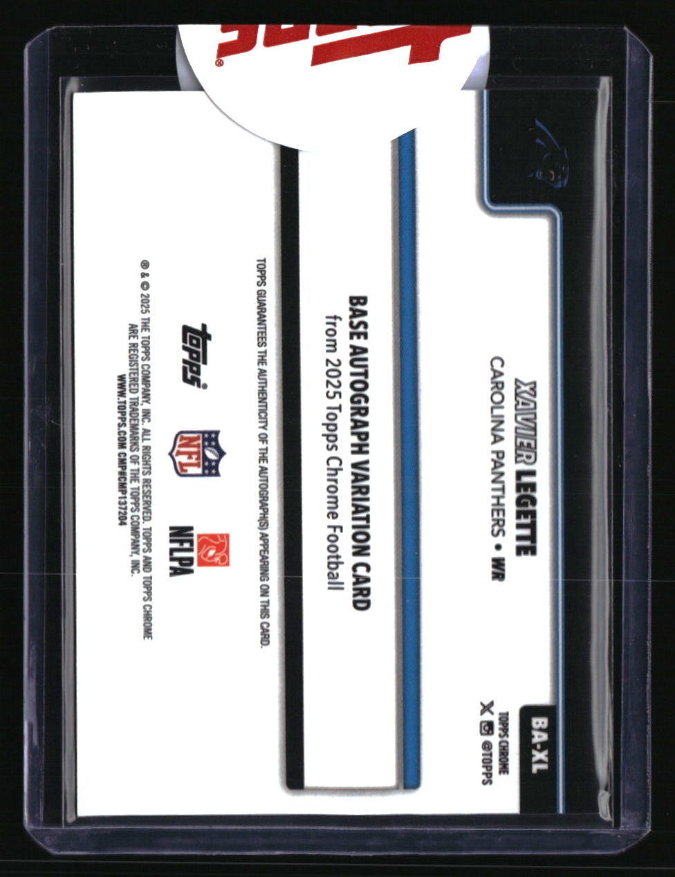 2025 Topps Chrome Xavier Legette Chrome Autographs Purple Geometric #/75