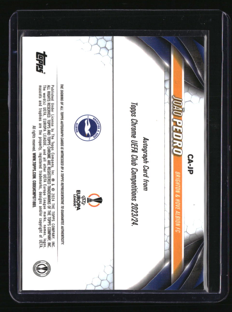 2023-24 Topps Chrome UEFA CC João Pedro Autographs Orange Refractor #/25