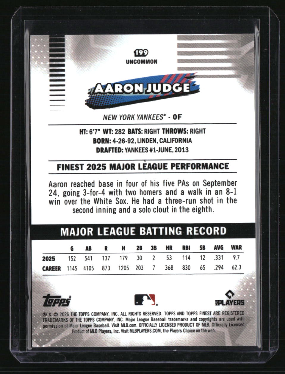 2026 Finest Aaron Judge Orange X-Fractors #/25
