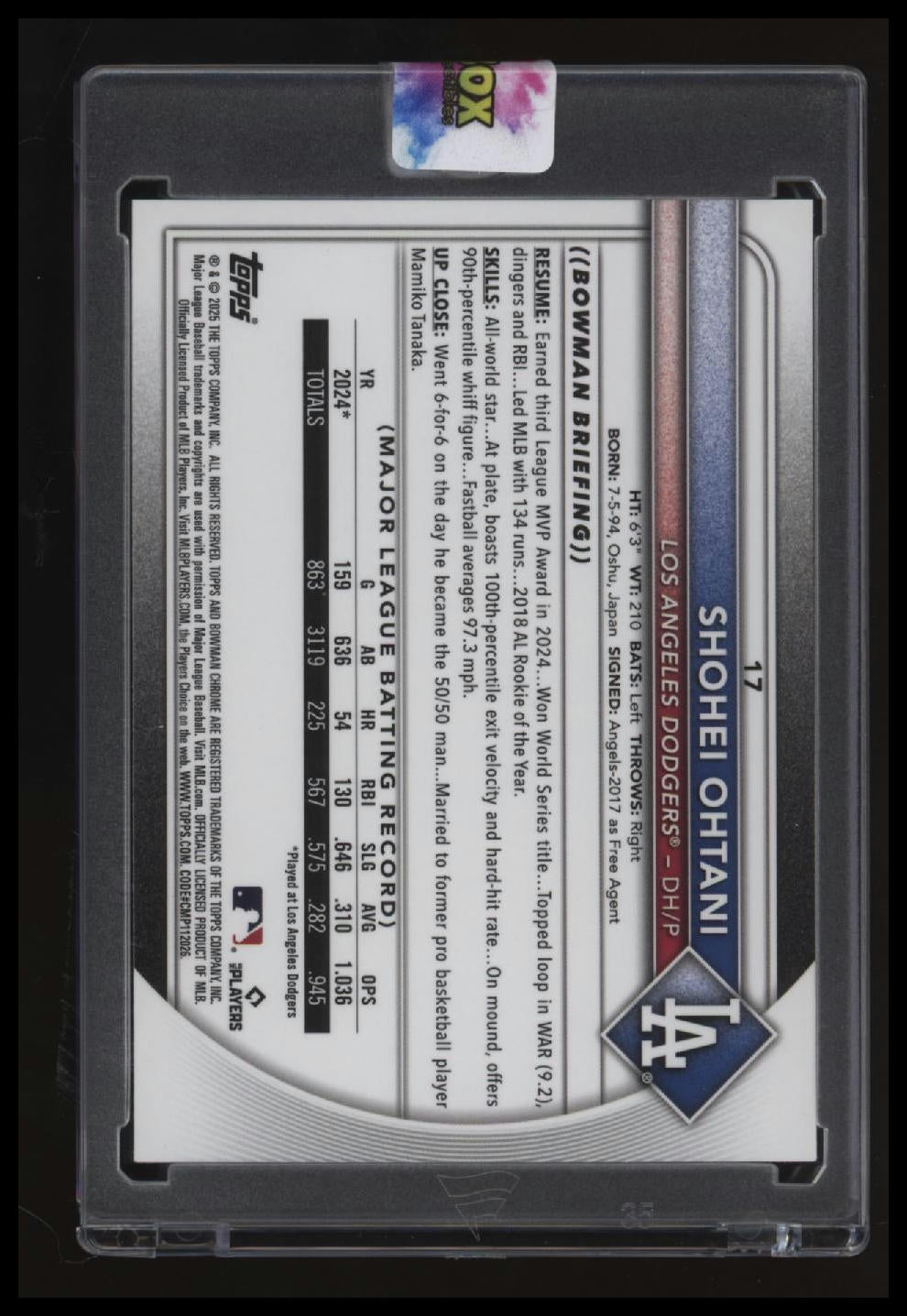 2025 Bowman Chrome Sapphire Edition Shohei Ohtani