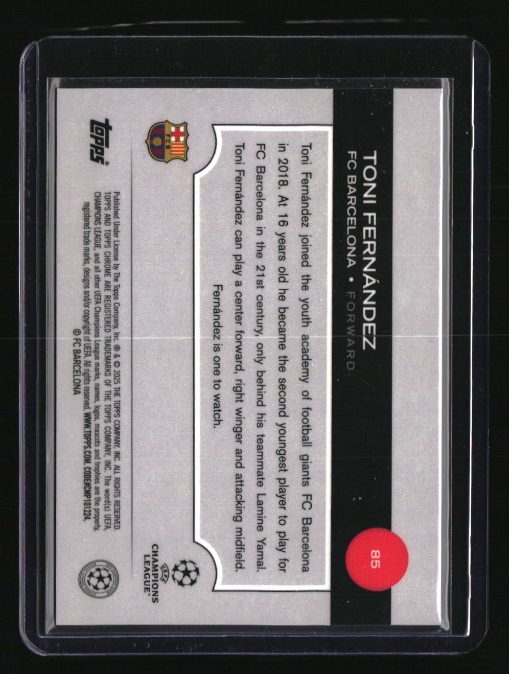 2024-25 Topps Chrome UEFA Club Competitions Toni Fernández Gold Lava #/50