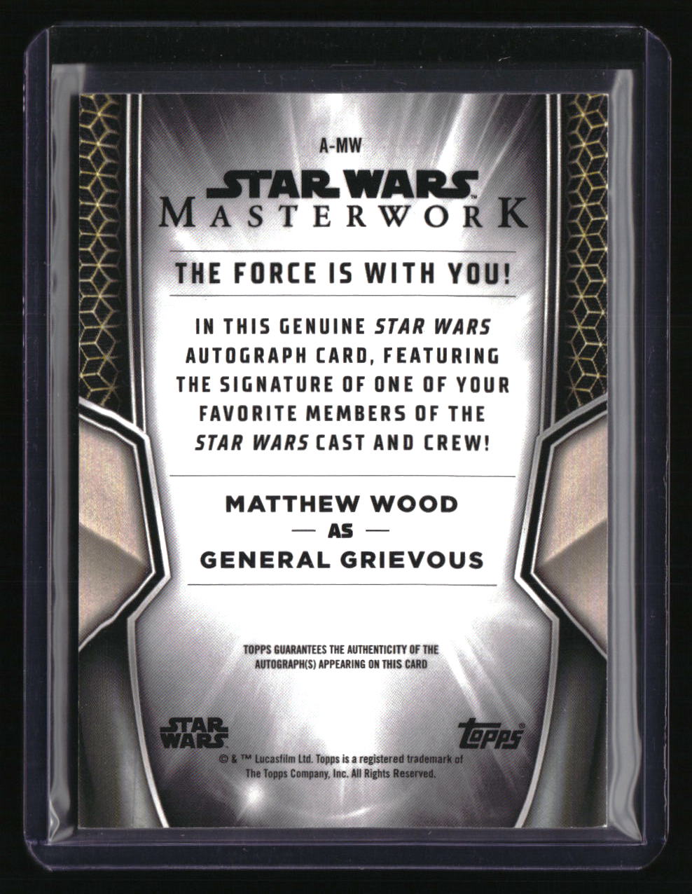 Topps Star Wars Masterwork General Grievous Autograph