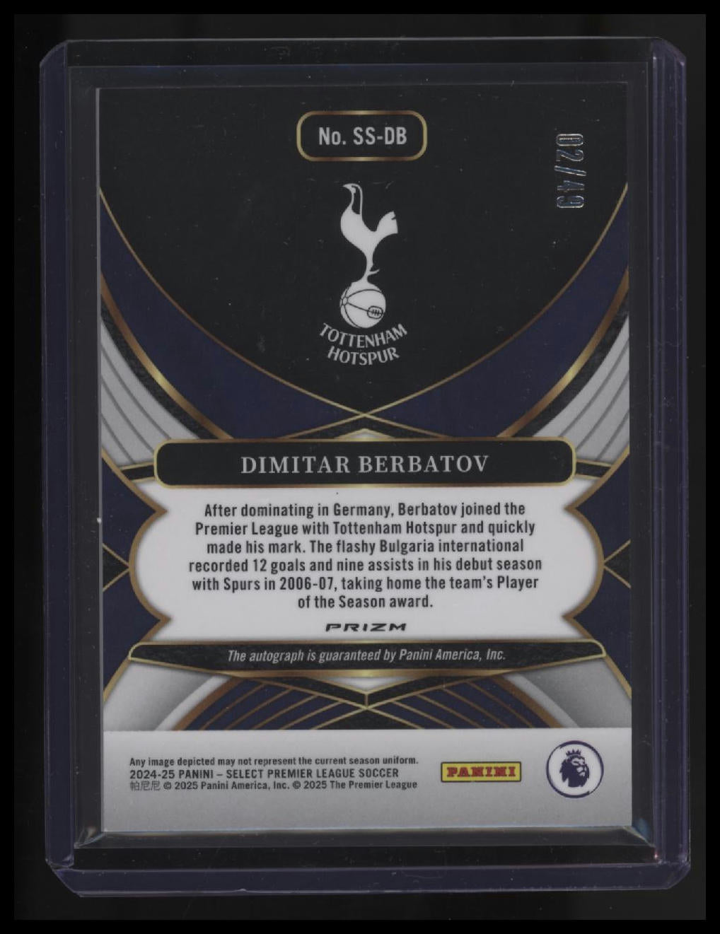 2024-25 Panini Select Premier League Dimitar Berbatov Signatures Purple #/49