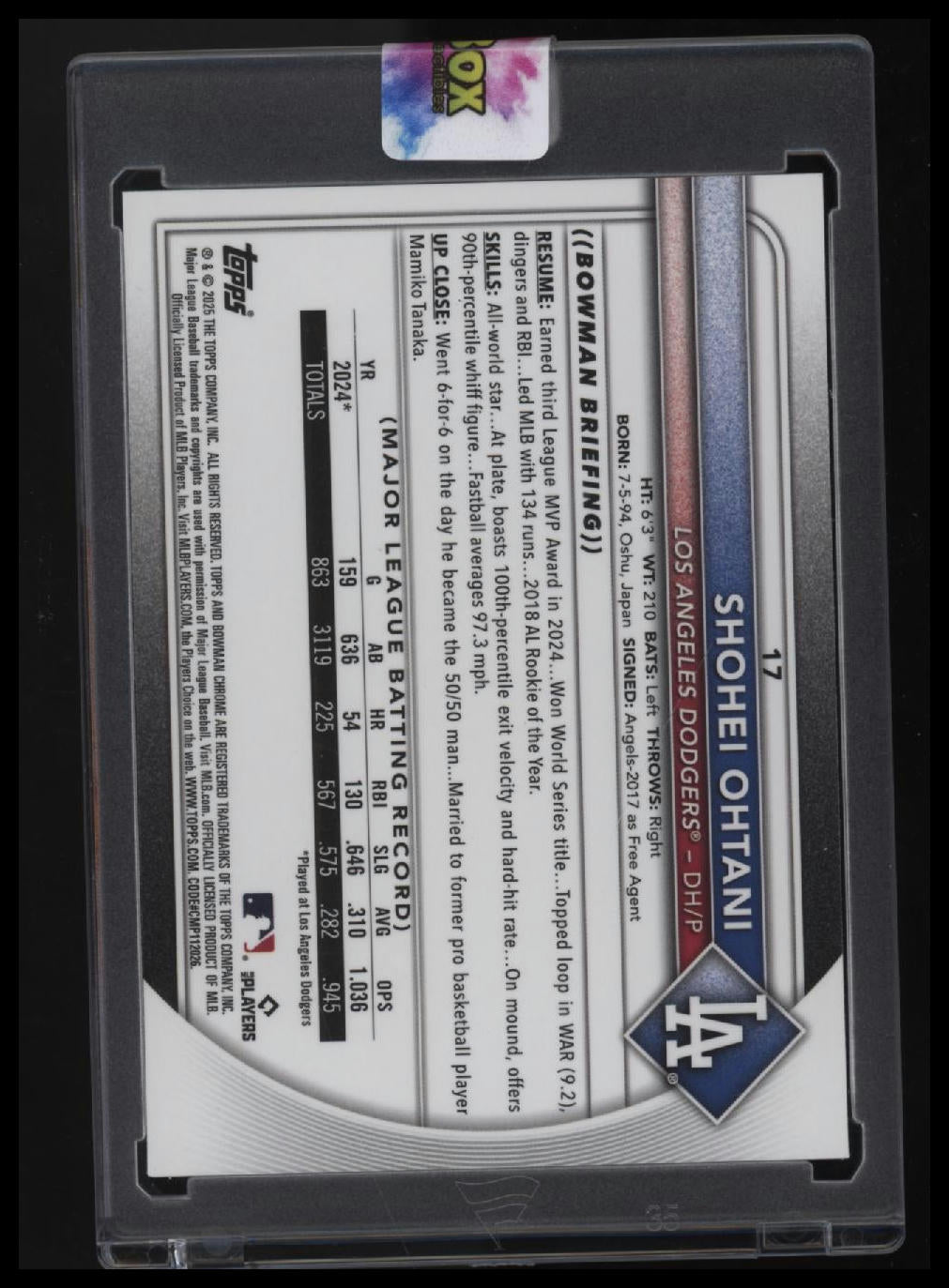 2025 Bowman Chrome Sapphire Edition Shohei Ohtani