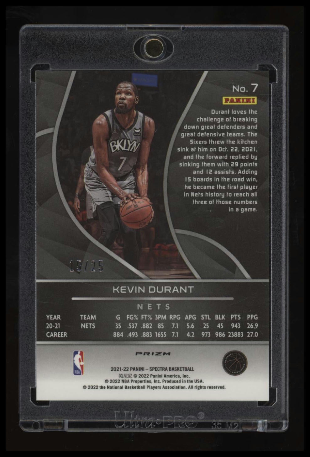 2021-22 Panini Spectra Kevin Durant #/25