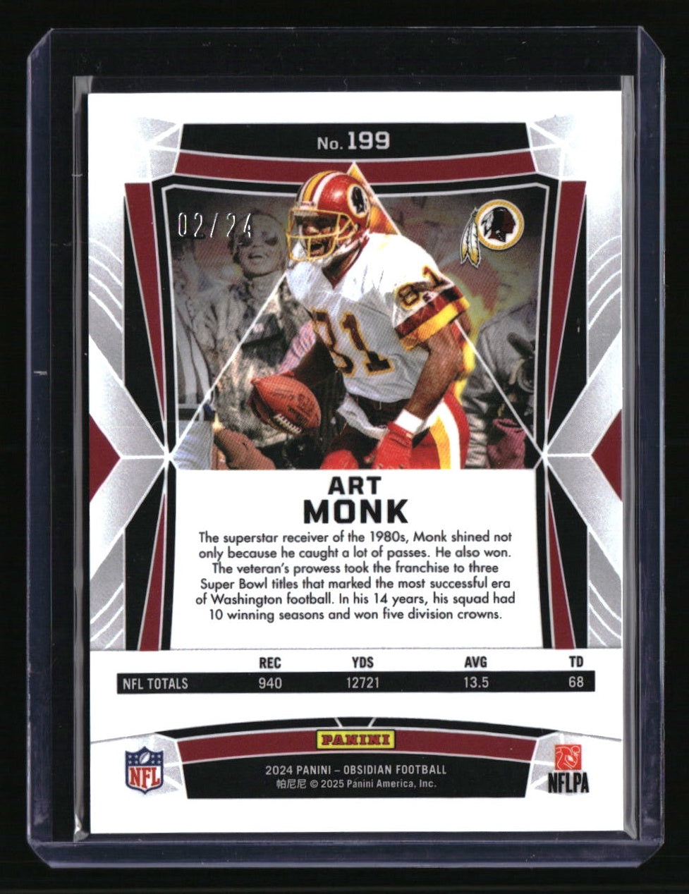 2024 Panini Obsidian Art Monk Orange Mosaic International #/24