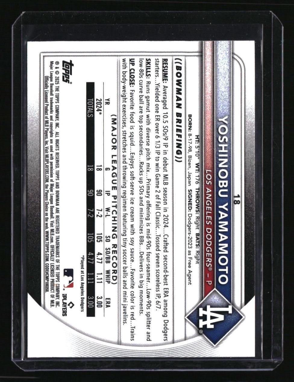 2025 Bowman Yoshinobu Yamamoto Purple Pattern #/199