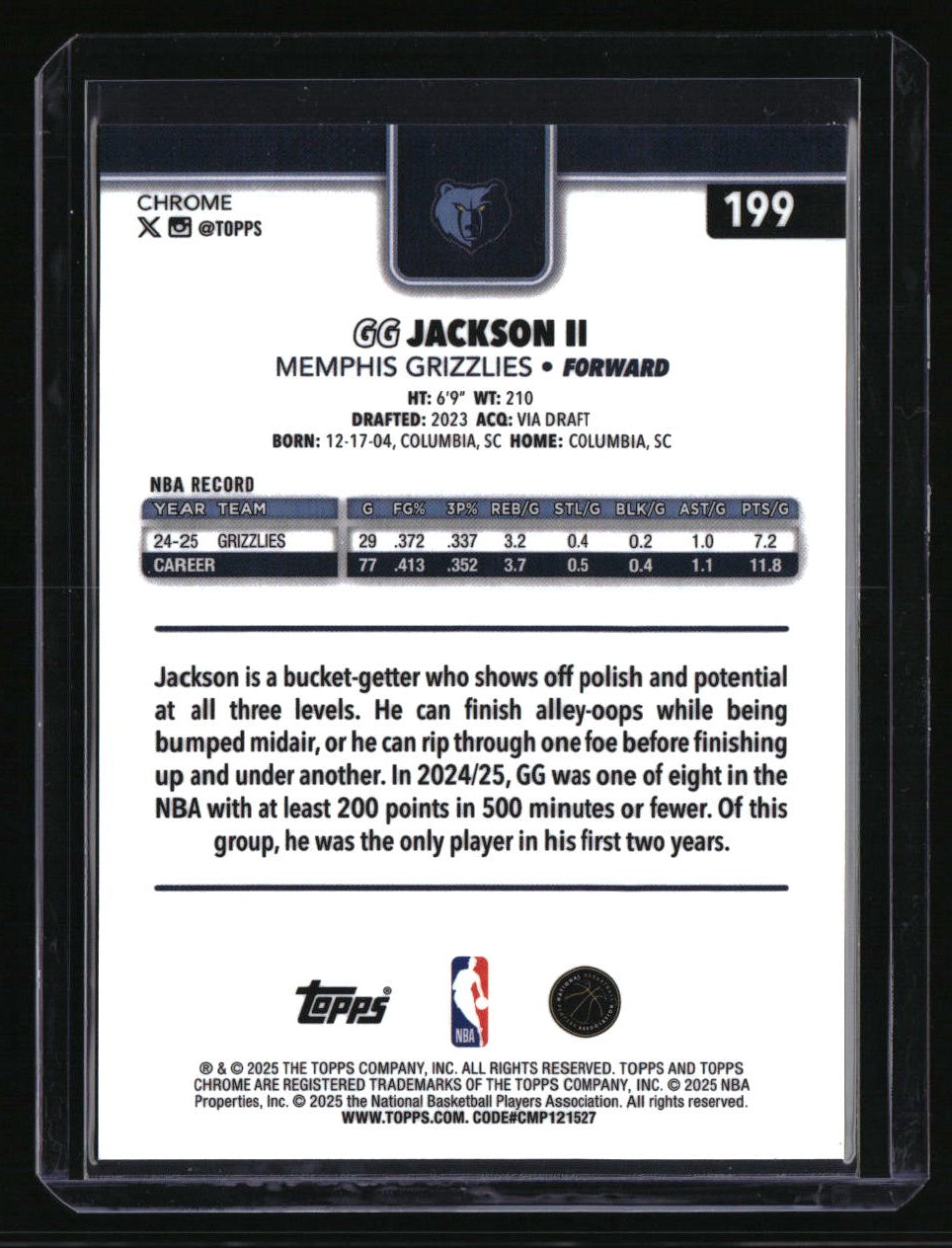 2025-26 Topps Chrome GG Jackson II Gold Pulsar Refractor #/50