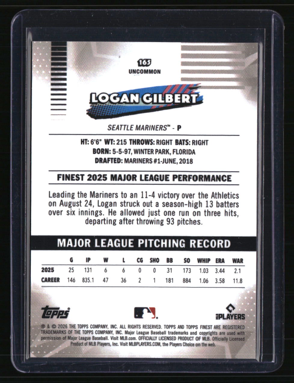 2026 Finest Logan Gilbert Black Geometric Refractors #/10