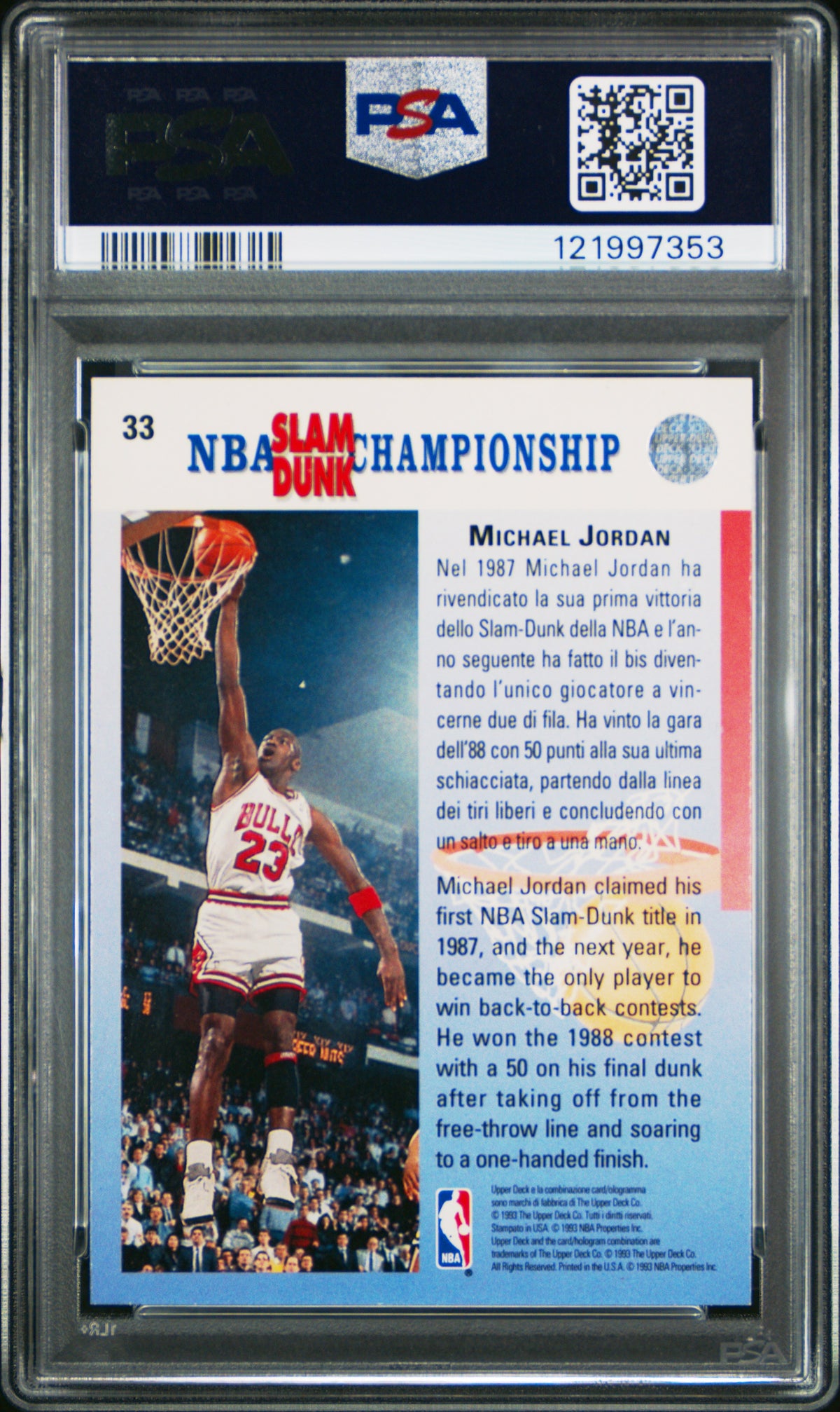 1992 Upper Deck International Michael Jordan Italian PSA 7