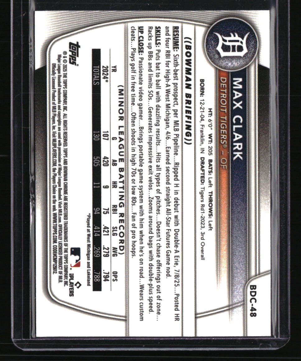 2025 Bowman Draft Max Clark Chrome Purple Geometric #/250