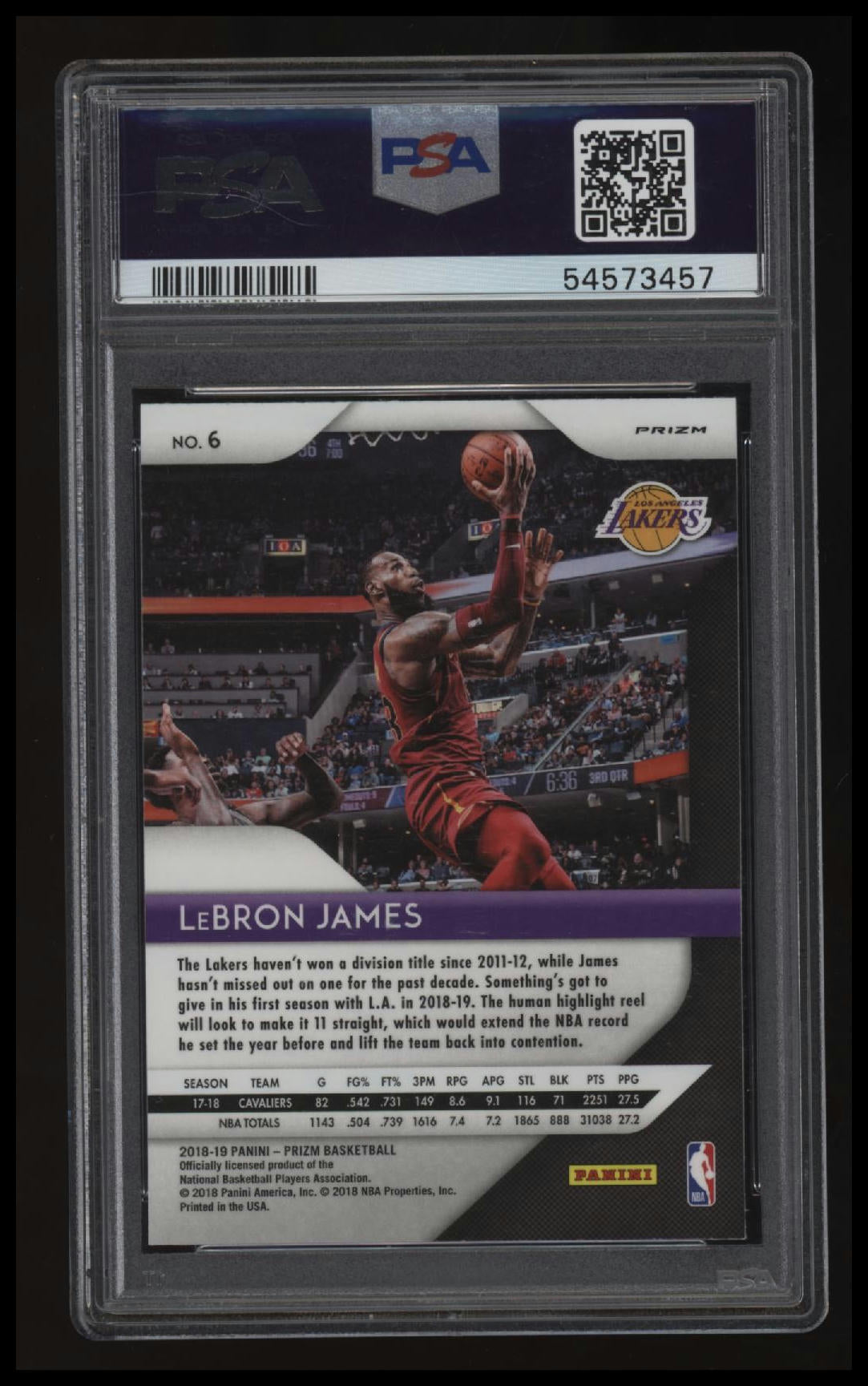 2018 Panini Prizm Lebron James Silver Prizm PSA 10