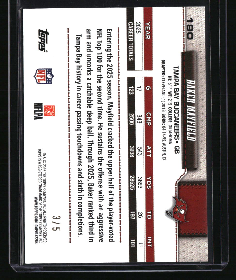 2026 Topps Flagship Baker Mayfield Red Sandglitter #/5