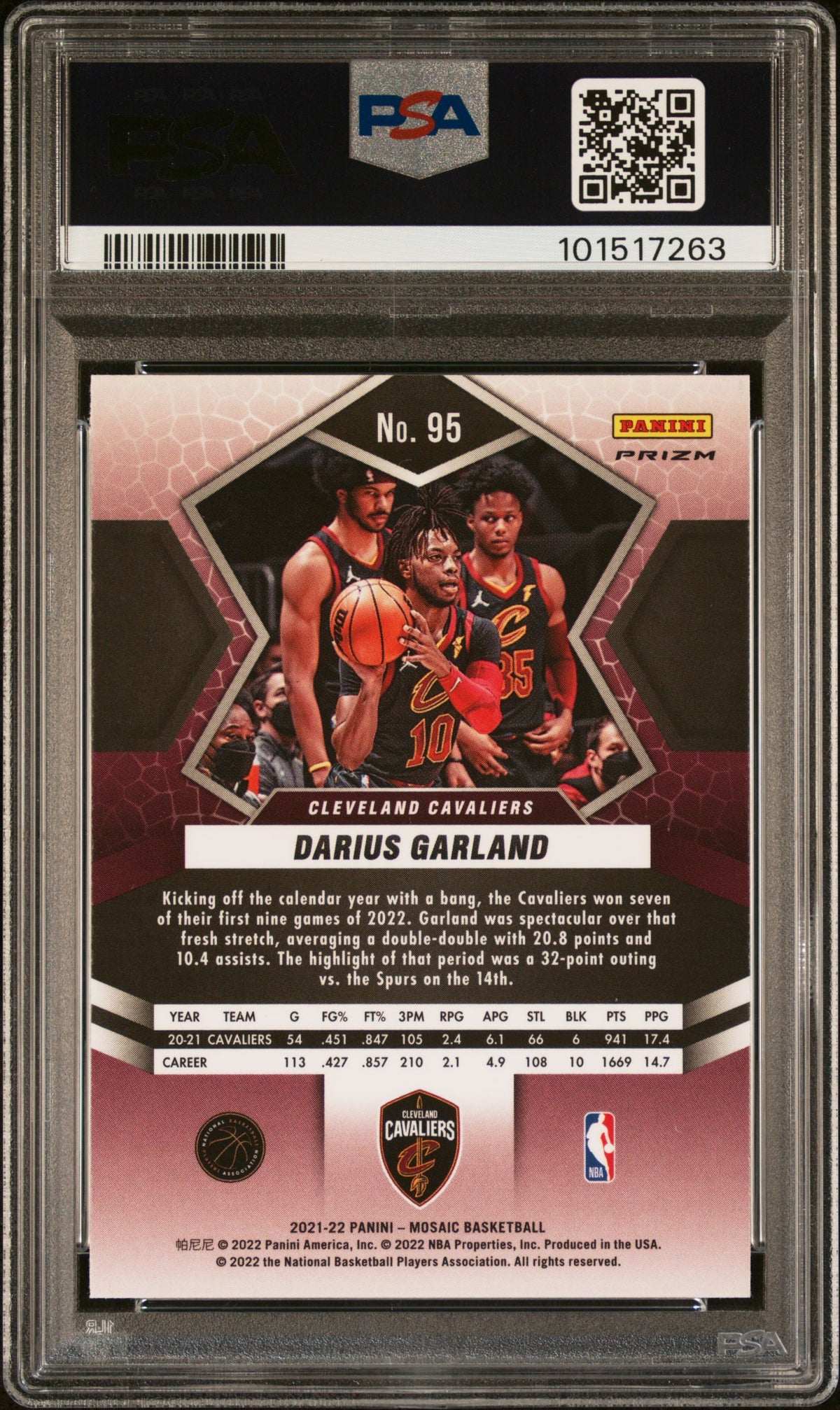 2021 Panini Mosaic Darius Garland White Sparkle PSA 10