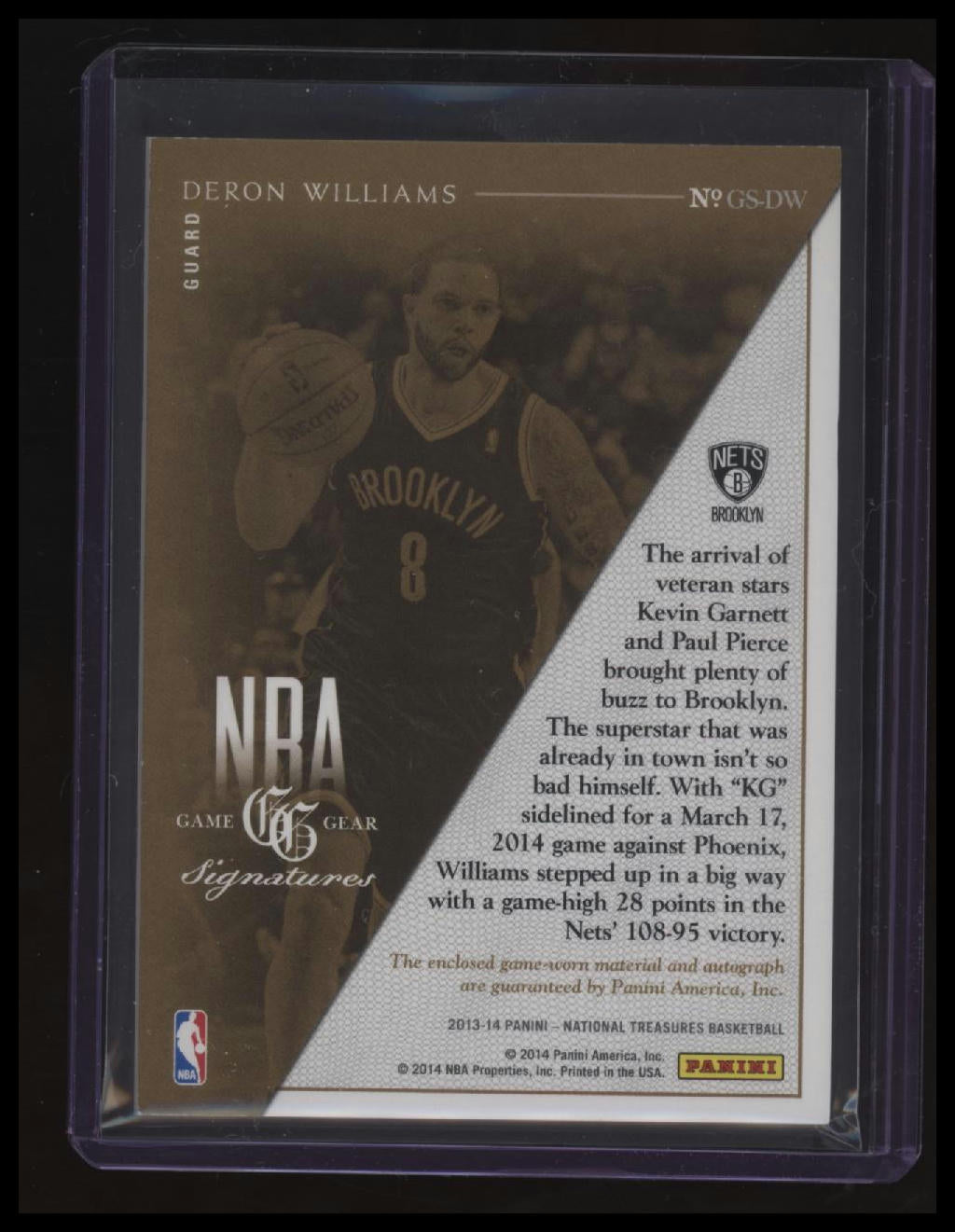 2013-14 Panini National Treasures Deron Williams NBA Game Gear Signatures #/49