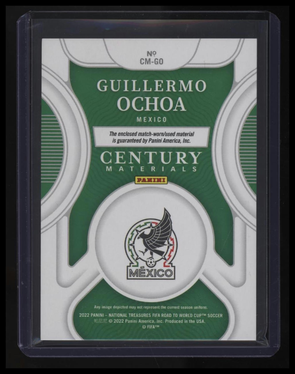 2022 National Treasures FIFA Road to World Cup Guillermo Ochoa Cent. Mat. #/99