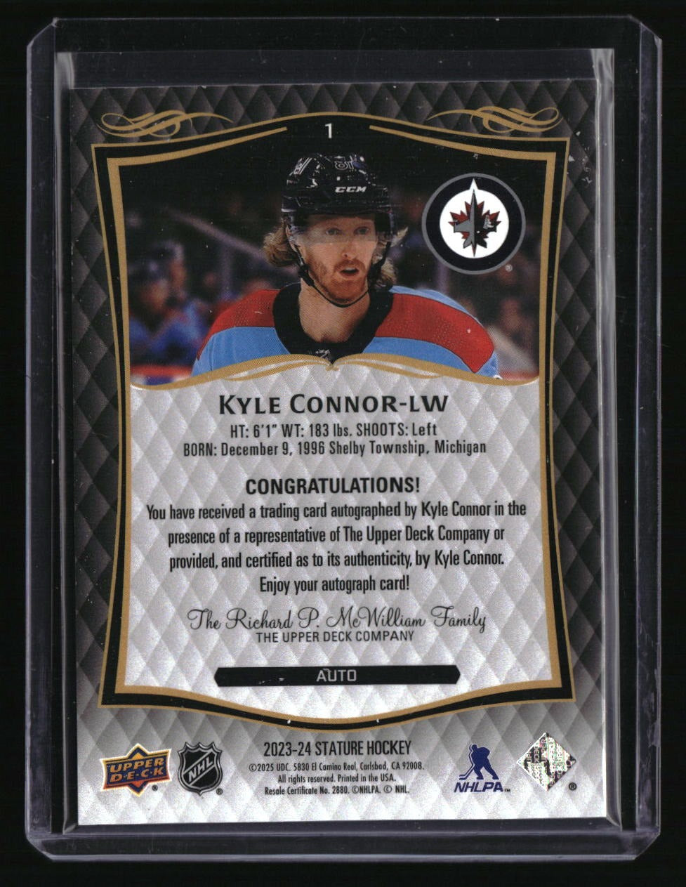 2024-25 Upper Deck Stature Kyle Connor 2023-24 Upper Deck Stature: Auto
