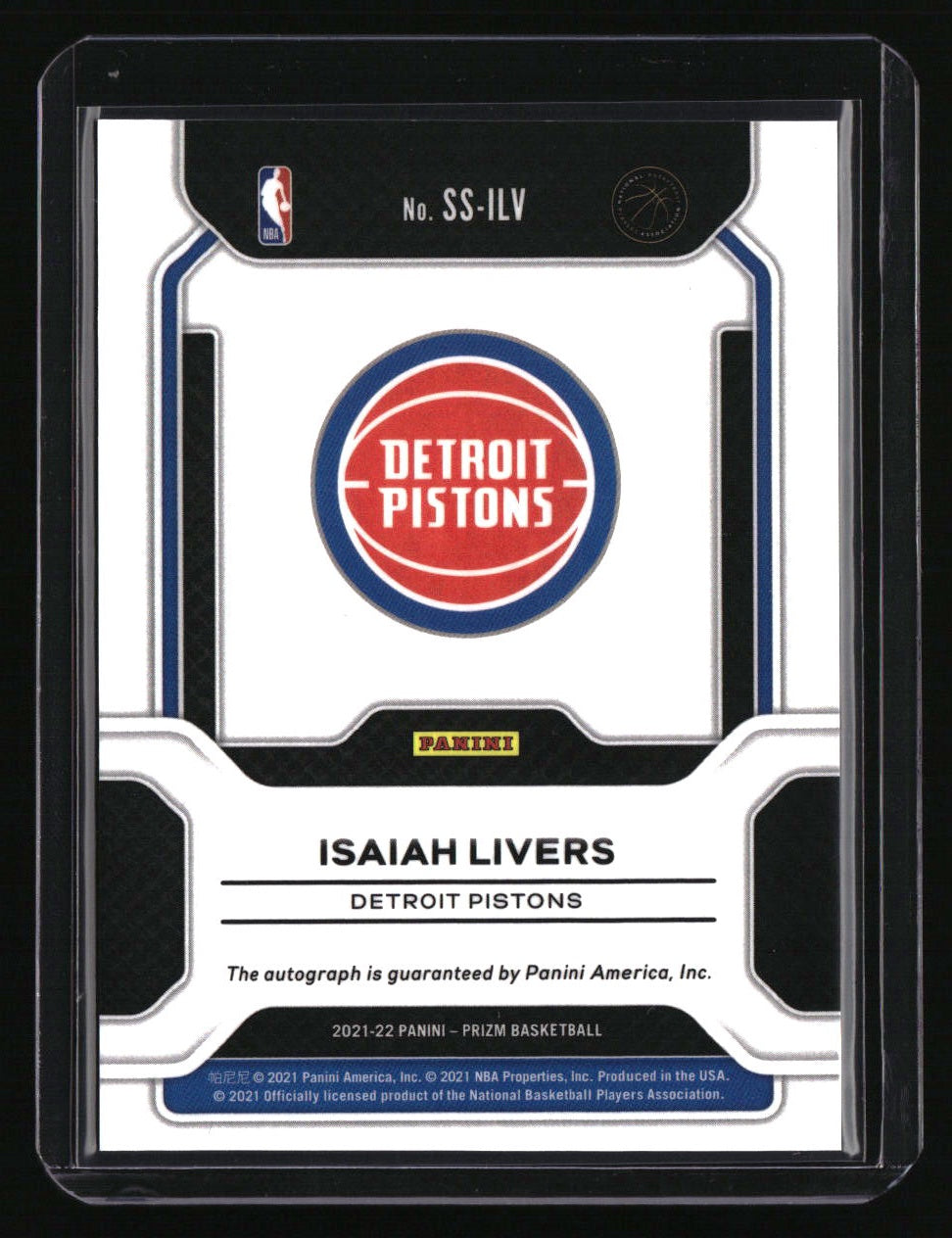 2021-22 Panini Prizm Isaiah Livers Sensational Signatures