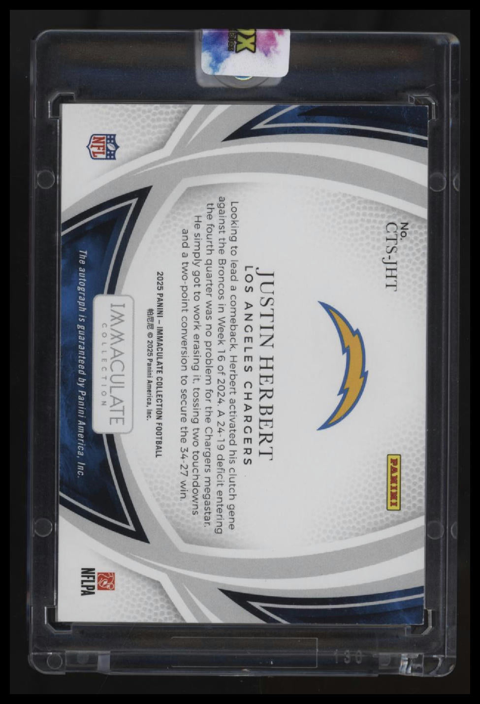 2025 Panini Immaculate Collection - Clutch Time Signatures Justin Herbert #/99